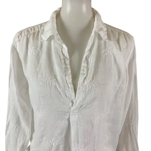 CP Shades  Teton White Linen Tunic S Coastal Grandmacore Boho Textured Pocket thumbnail 2