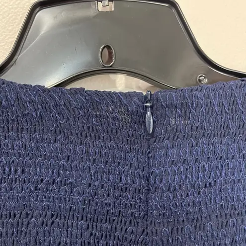 See By Chloe Dark Navy Peasant Top Sheer Sleeves Smocked Bodice Boho Sz 4