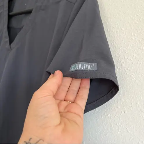 MED COUTURE Women's Knit Back Scrub Top in Gray Pewter Size M