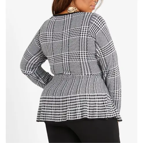 Ashley Stewart nwt Cutout Houndstooth Peplum Sweater size 18 20