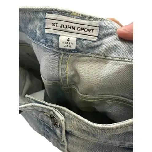 St. John Sport Womens Mid Rise Cropped Capri Denim Jeans Light Blue Size 4