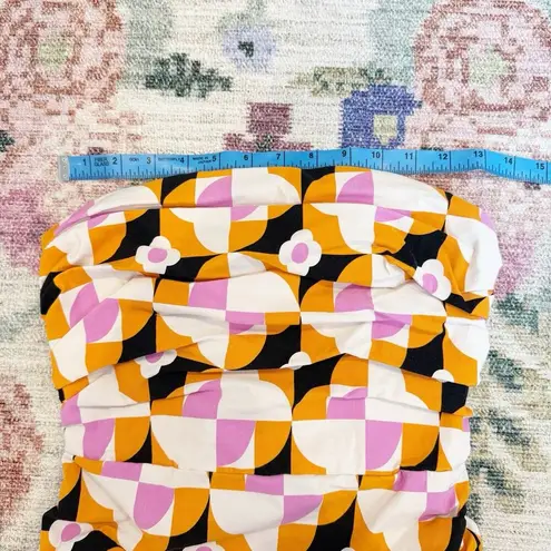 Anthropologie  Womens Floral Bodycon Dress Size Xsmall Disco Retro Tube Top Slit