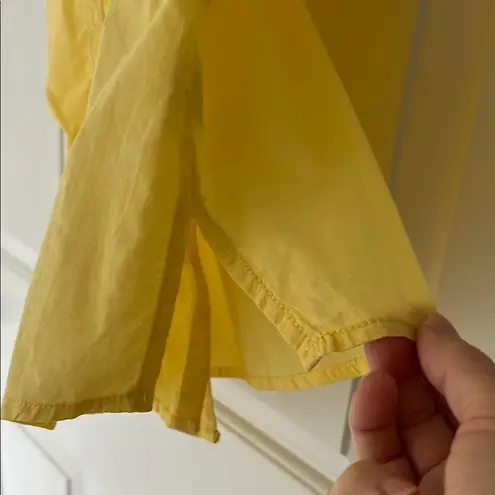 Caribbean Joe Yellow Puff Sleeve Blouse with Mandarin Collar