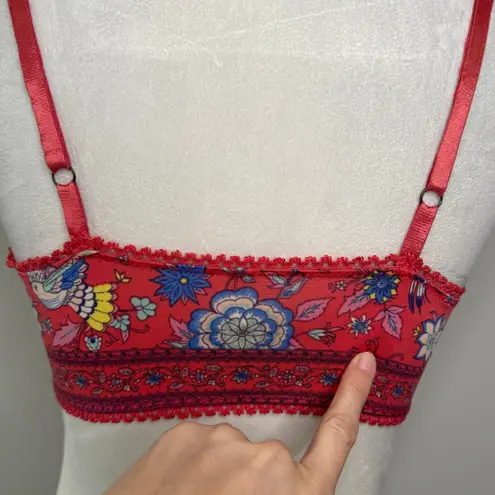 Spell Lovebird Bralette Size Large Red Floral Boho Festival Feminine Lingerie