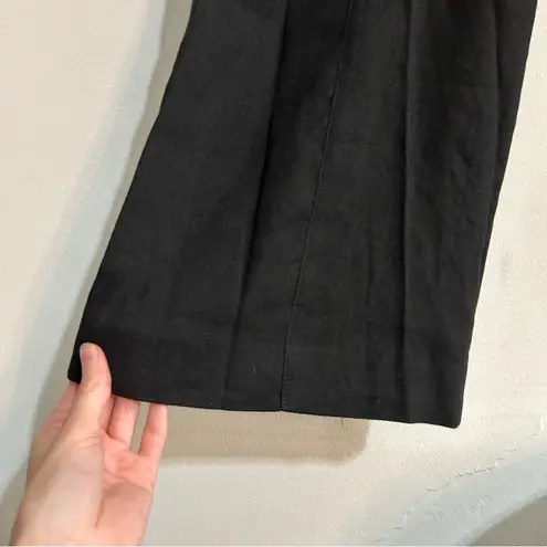 Veronica Beard Sunny Linen Blend Wide Leg Pants in Black Size 6