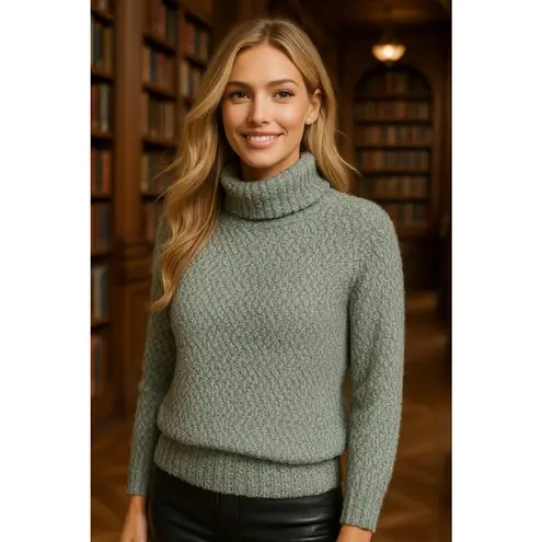 Yes Lola Chenille Turtleneck Sweater Sage Green Buttery Soft Cozy Luxe Knit S