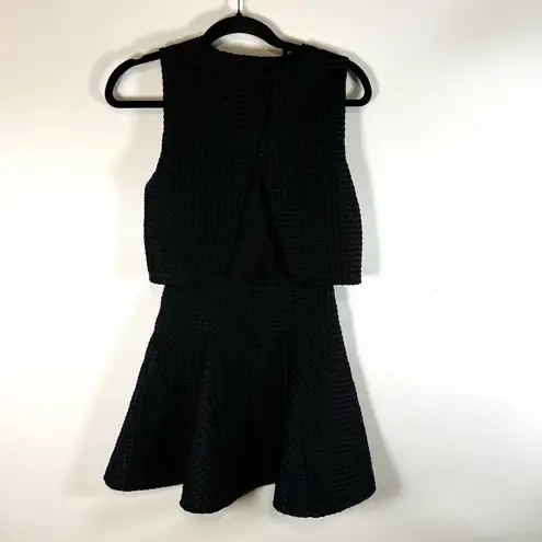 Maje Womens Back Zip Sleeveless Crew Neck Layered Swing Dress Black Sz 1/Small