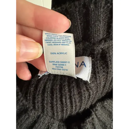 Arizona Jeans 5/$65 Arizona Womens Sweater Sz L Black Pocket Wide Ribbed Oversized