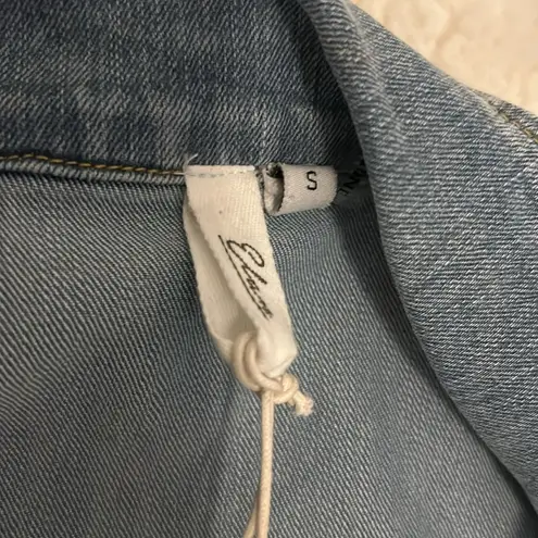 Elan Denim Belted Puff Sleeve Dress