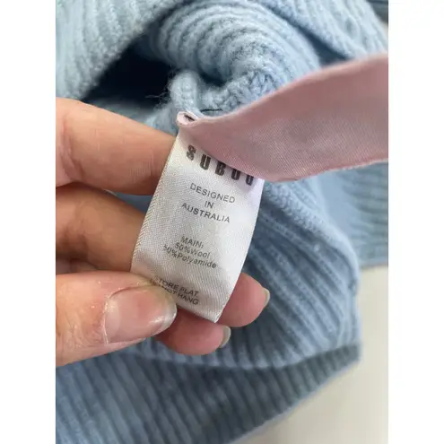 Suboo Sweater Womens Large Blue Isla Oversized Knit Turtleneck Cozy