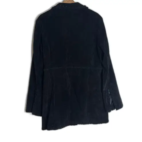 Vtg BRANDON THOMAS Leather Western Style Long Sleeve Lined fringe Jacket rodeo L Black Size L