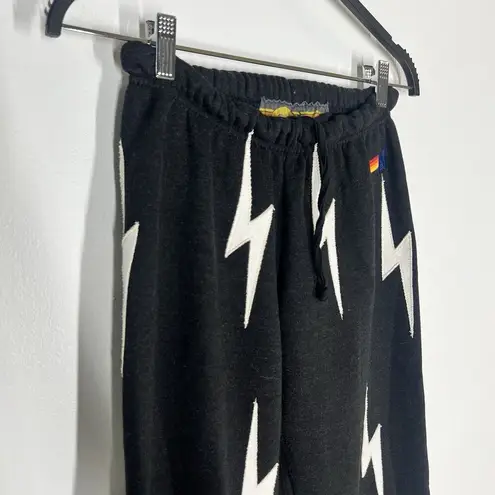 Aviator Nation  Sz S Bolt Stitch Repeat Sweatpants Black White