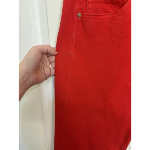 Veronica Beard Jeans Red Brooke 8.5” Crop Denim Pants Size 25 Holiday Party