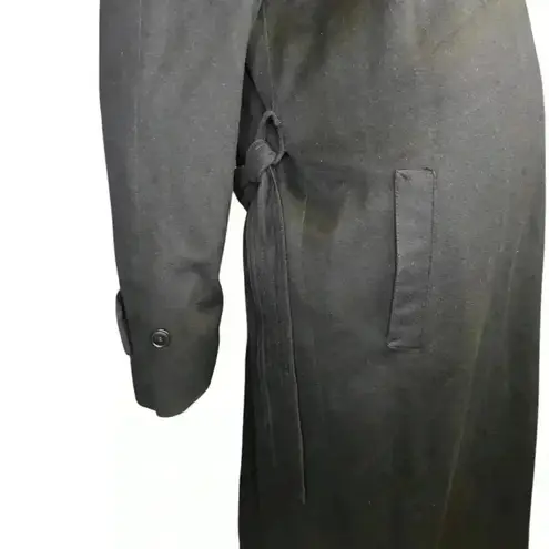 Armani Collezioni Vintage Black Poly Techno Lightweight Belted Trench Coat.