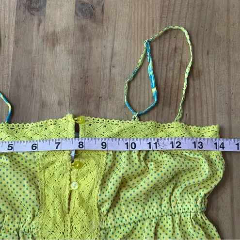 Max Rave Green and Blue Smocked Camisole Top Size S