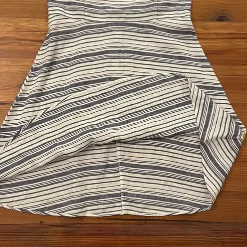 St. Tropez Blue White Linen Shift Dress Womens Size 10 Sleeveless Summer Stripes