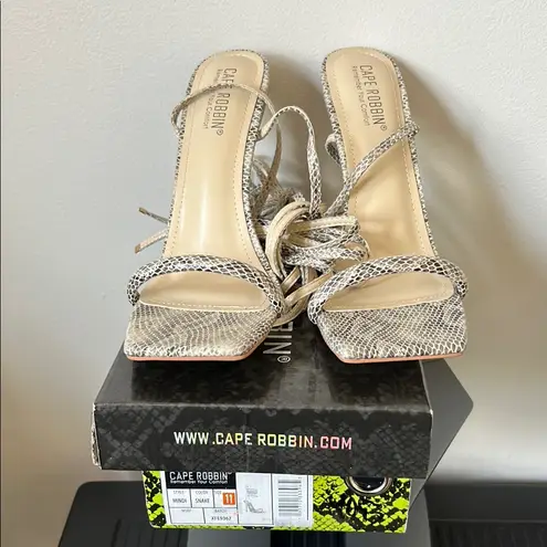 Cape Robbin 
Gold heel tie up snakeskin strappy heel thumbnail 5