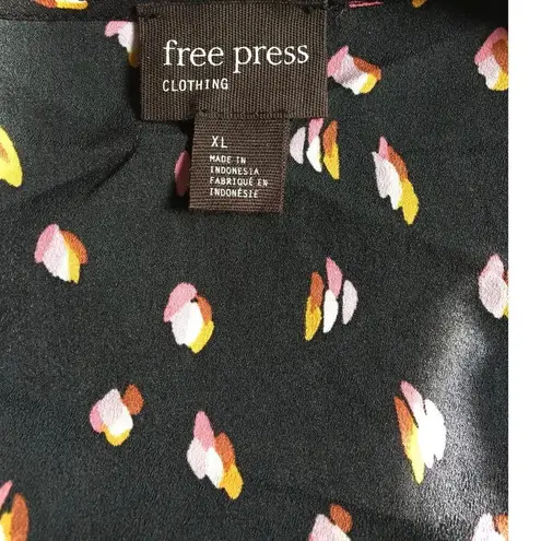 Free Press NEW Size XL Printed Black Cropped Puff Sleeve Top