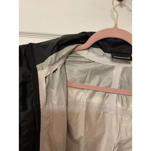 Marmot Women's PreCip Eco Black Hooded Waterproof Lightweight Rain Jacket, L