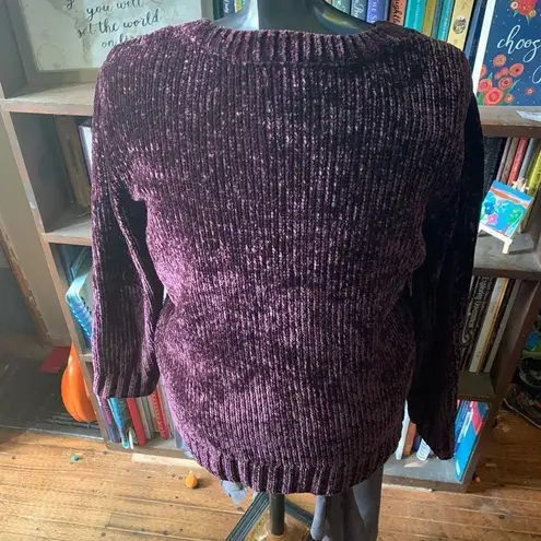 Orvis plum purple M cozy chenille pullover chunky sweater