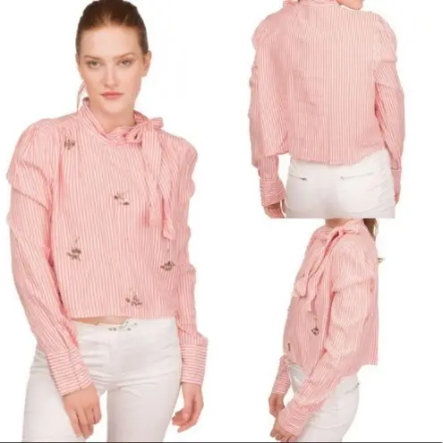 Walter Baker NWT Pink Striped Pussy Bow Top