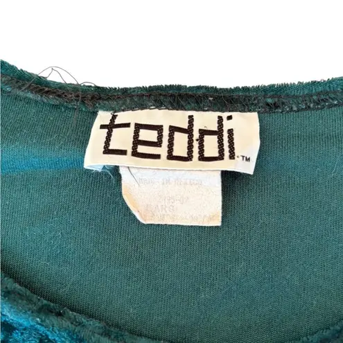 Teddi Vintage 90s Teal Green Velvet Tunic Top High Waisted Pant Set Womens Large