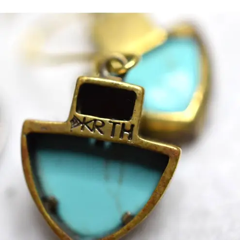 Silpada  KR Collection Turquoise 1" Matte Gold Tone Dangle Hook Western Earrings