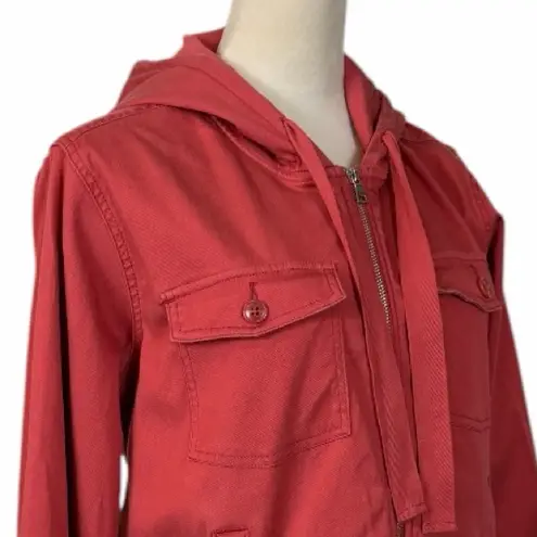 Liverpool Jacket Hooded Zip Front Utility Rosewood Pink Women’s Size Medium