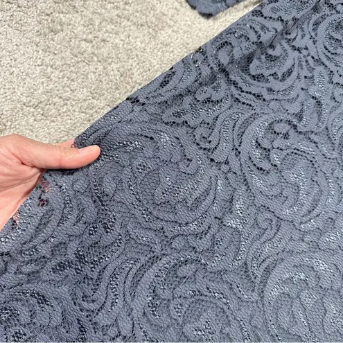 Garnet Hill Three-Quarter-Sleeve Lace Shift Dress Scoop Neck in Slate Blue 18