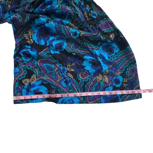 Vintage 90s Boho Free Spirit Abstract Pattern Print Cropped Wide Leg Pan… Blue Size 8