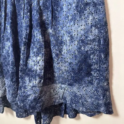 Eyelet Tiered Skirt Womens Blue Midnight Tie Dye Mini Boho Westerncore Lagen M Size M