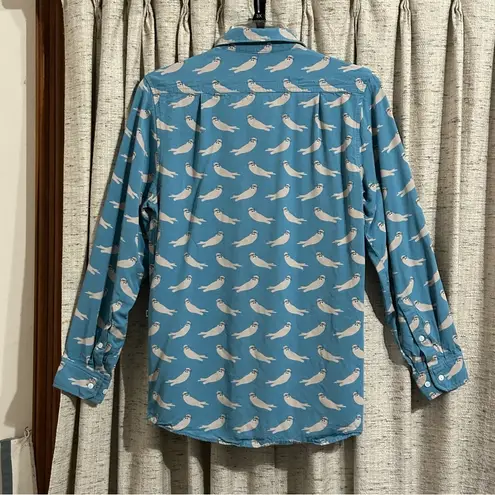 Kickee Bamboo Collared Sleep Shirt Blue Size M