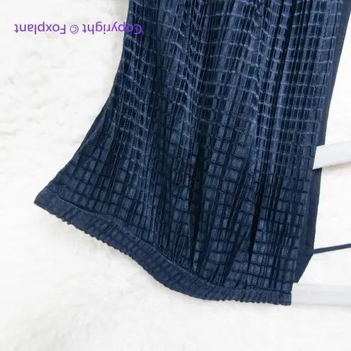 Monique Lhuillier Belted Sleeveless Knit Jumpsuit navy blue, size 8