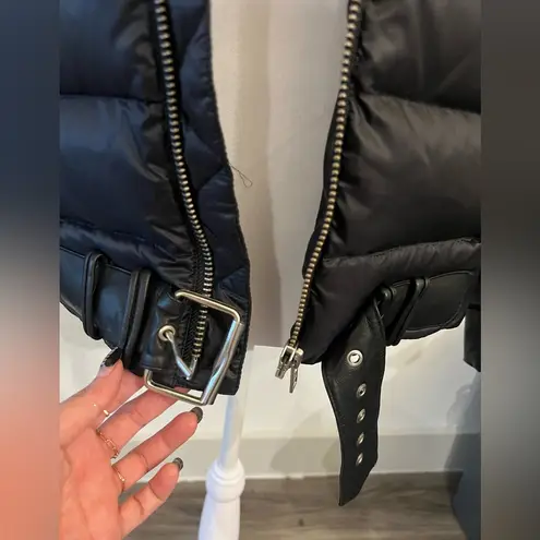 The Kooples Black Quilted Puffer Jacket with Hood