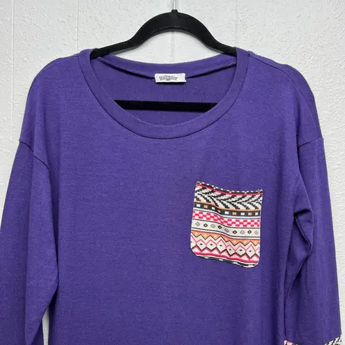Styleword Tunic Sweater Dress Womens Medium Bohemian Loungewear Relaxed Pullover Purple
