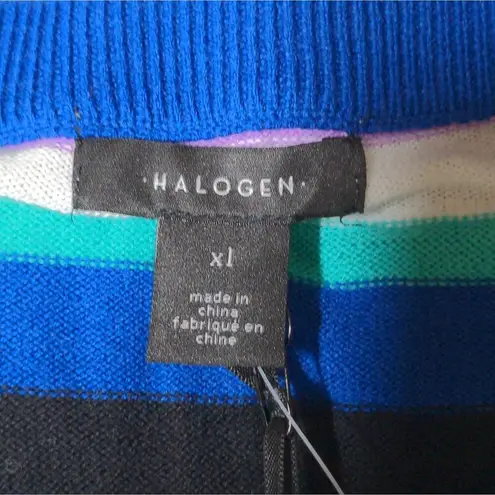 Halogen  (Nordstrom) Crew Neck Sweater Blue- Lavender Multi Stripe XL New - Image 8