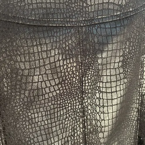 Susan Graver QVC Women Black Snake Croc Embossed Brushed Faux Leather Jacket M