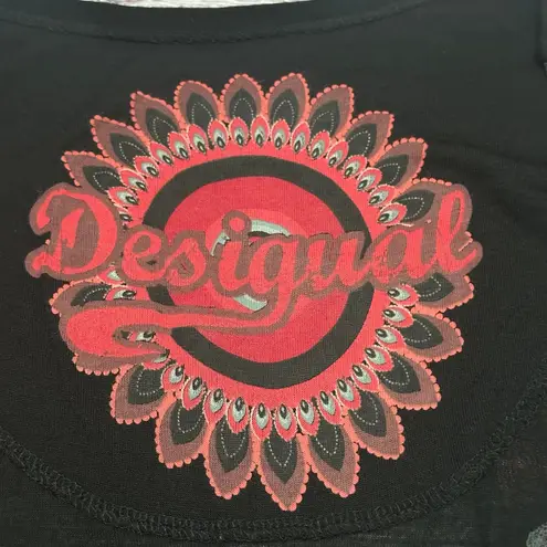 Desigual Black and Red Patterned Mini Dress S