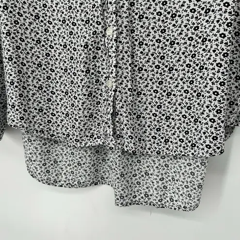 Velvet Heart  Boho Ditzy Floral Button Up Shirt White Black High Low Soft Size M