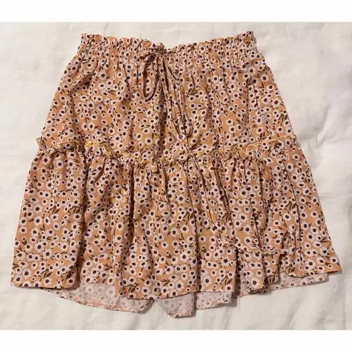 Relipop  Daisy Print Yellow Mini Skirt