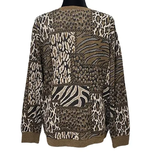 Cathy Daniels  Brown Animal Print Pullover Sweater Size Large