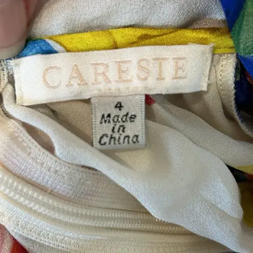 CARESTE Lucine Long Sleeve Silk Dress Insierra Floral Bianco Size 2 Flowing