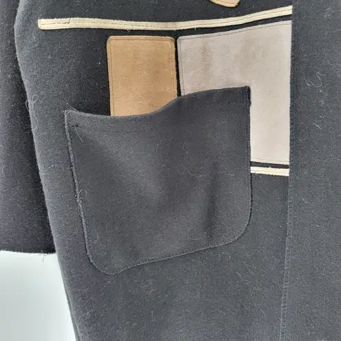 Vintage Osgood Smük Jacket Womens OS Black Felted Wool Beige Suede Sun Coat 80s Size undefined