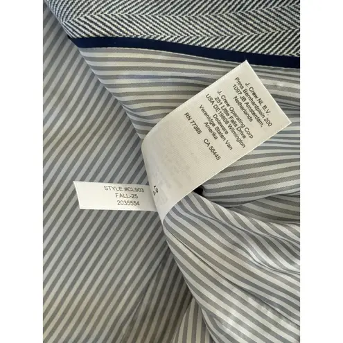 NWT J. Crew Factory Blazer Womens 10P Blue White Herringbone Linen Cotton Petite