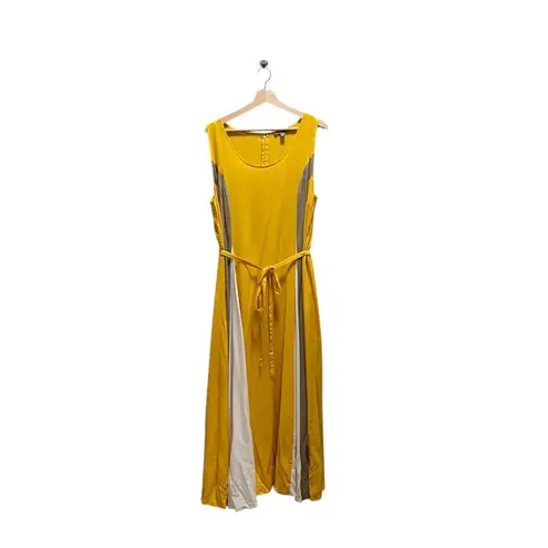 Jessica London Striped Maxi Dress Yellow Size 20W Minimalist Summer Coastal Boho