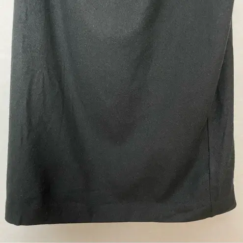 Vintage Isaac Hazan Wool Skirt Black Midi Lined Size 16 Women Back Vent Office