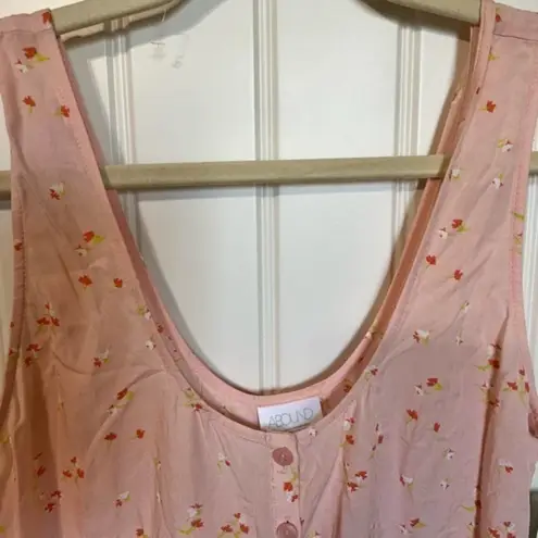 Abound  Romper Womens M Floral Peach Colored Orange‎ Button Front