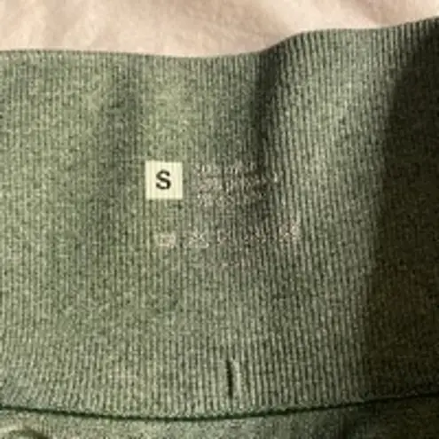 None Seamless Ribbed Biker Shorts Green High Waist Small