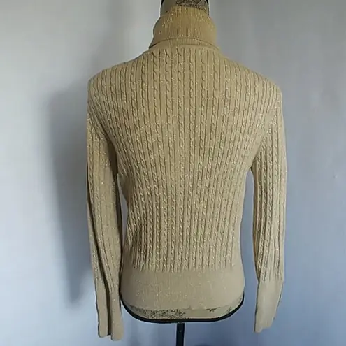 Liz Claiborne  Cable knit Gold Shimmer Turtleneck Sweater