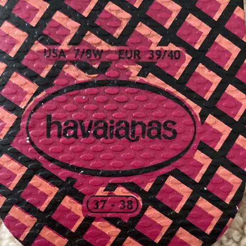 Havaianas Women’s Flip Flops Purple Size 8 Brazilian Sandals Palm Frond Like New